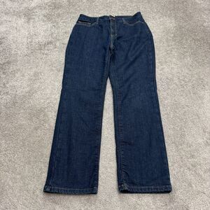 L.L. Bean Classic Fit Straight Leg Denim Jeans Womens 10 Blue Dark Wash Lined